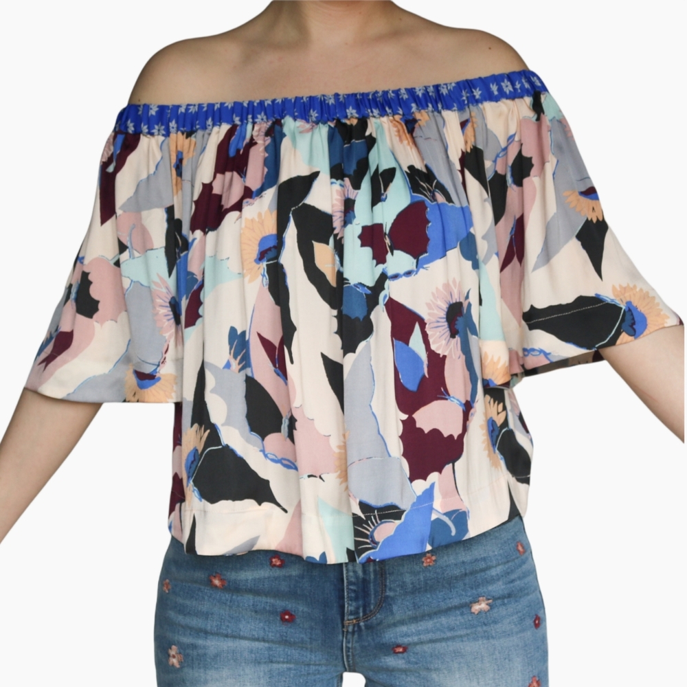 Free People Urban Outfitters Satin Off the Shoulder Top